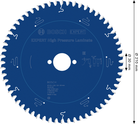 Ketassaetera EXPERT High Pressure Laminate, 210 × 2,8/1,8 × 30 mm, T60 Bosch EXPERT – Bosch EXPERT