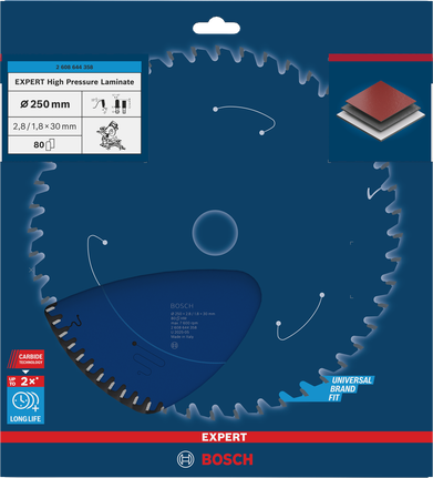 Ketassaetera EXPERT High Pressure Laminate, 250 × 2,8/1,8 × 30 mm, T80 Bosch EXPERT – Bosch EXPERT