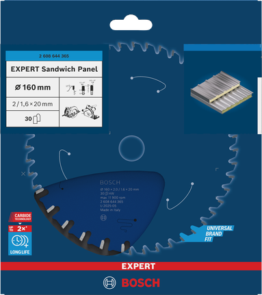 Ketassaetera EXPERT Sandwich Panel, 160 × 2/1,6 × 20 mm, T30 Bosch EXPERT – Bosch EXPERT