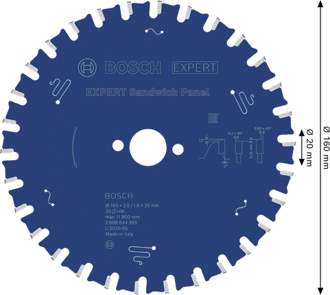 Ketassaetera EXPERT Sandwich Panel, 160 × 2/1,6 × 20 mm, T30 Bosch EXPERT – Bosch EXPERT
