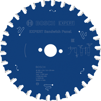 Ketassaetera EXPERT Sandwich Panel, 160 × 2/1,6 × 20 mm, T30 Bosch EXPERT – Bosch EXPERT