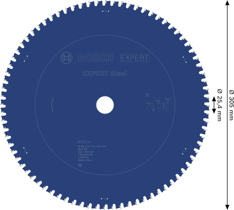 Ketassaetera EXPERT Steel, 305 × 2,6/2,2 × 25,4 mm, T80 Bosch EXPERT – Bosch EXPERT