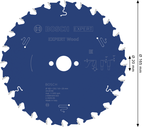 Ketassaetera EXPERT Wood, 165 × 2,6/1,6 × 20 mm, T24 Bosch EXPERT – Bosch EXPERT