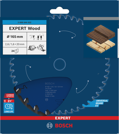 Ketassaetera EXPERT Wood, 165 × 2,6/1,6 × 20 mm, T24 Bosch EXPERT – Bosch EXPERT