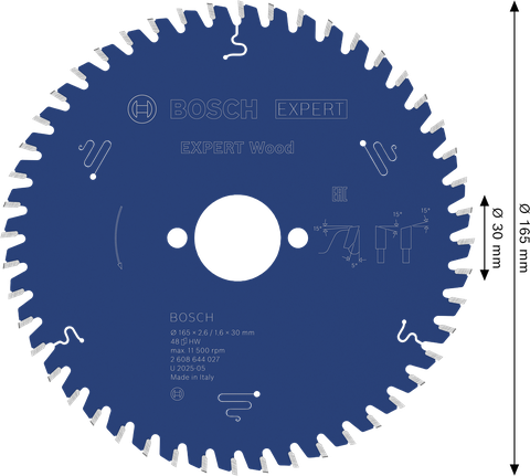 Ketassaetera EXPERT Wood, 165 × 2,6/1,6 × 30 mm, T48 Bosch EXPERT – Bosch EXPERT