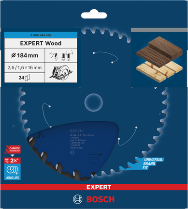 Ketassaetera EXPERT Wood, 184 × 2,6/1,6 × 16 mm, T24 Bosch EXPERT – Bosch EXPERT