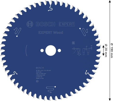 Ketassaetera EXPERT Wood, 190 × 2,6/1,6 × 20 mm, T56 Bosch EXPERT – Bosch EXPERT