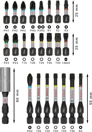 Kruviotsakute komplekt PRO Impact, 24 tk Bosch Professional – Bosch Professional