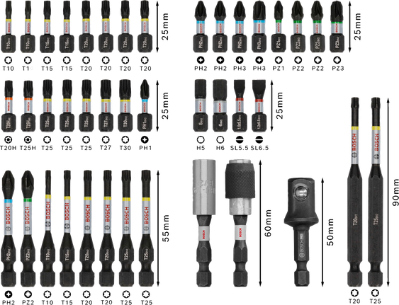 Kruviotsakute komplekt PRO Impact, 41 tk Bosch Professional – Bosch Professional