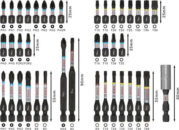 Kruviotsakute komplekt PRO Impact, 44 tk Bosch Professional – Bosch Professional