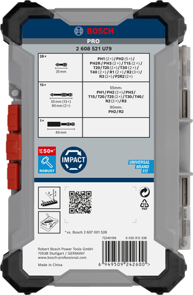 Kruviotsakute komplekt PRO Impact, 44 tk Bosch Professional – Bosch Professional