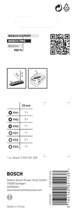 Kruviotsakute komplekt PRO Impact, PH1; PH2 (x2); PH3; PZ1; PZ2 (x2); PZ3, 25 mm, 8 tk Bosch Professional – Bosch Professional