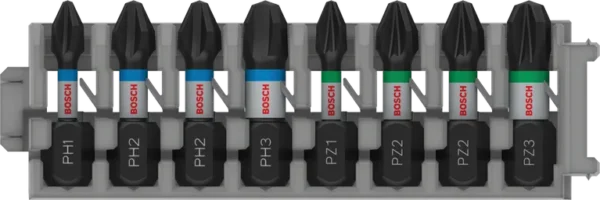 Kruviotsakute komplekt PRO Impact, PH1; PH2 (x2); PH3; PZ1; PZ2 (x2); PZ3, 25 mm, 8 tk Bosch Professional – Bosch Professional