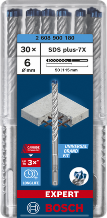 Löökpuur EXPERT SDS plus-7X 6 × 50 × 115 mm, 30 tk Bosch EXPERT – Bosch EXPERT