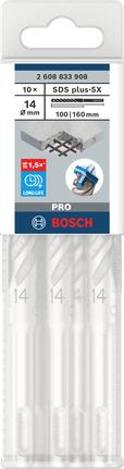 Löökpuur PRO SDS plus-5X, 14 × 100 × 160 mm, 10 tk Bosch Professional – Bosch Professional