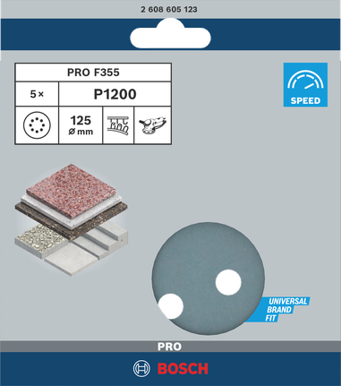Lihvketas PRO F355, 125 mm, G1200, 5 tk Bosch Professional – Bosch Professional