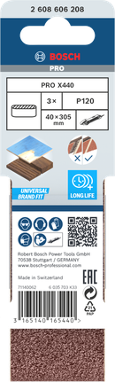 Lihvlint PRO X440, 40 × 305 mm, G120, 3 tk Bosch Professional – Bosch Professional