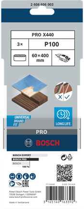 Lihvlint PRO X440, 60 × 400 mm, G100, 3 tk Bosch Professional – Bosch Professional