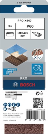 Lihvlint PRO X440, 60 × 400 mm, G60, 3 tk Bosch Professional – Bosch Professional