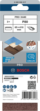 Lihvlint PRO X440, 65 × 410 mm, G80, 3 tk Bosch Professional – Bosch Professional