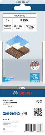 Lihvlint PRO X440, 75 × 457 mm, G150, 3 tk Bosch Professional – Bosch Professional