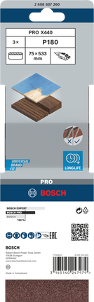Lihvlint PRO X440, 75 × 533 mm, G180, 3 tk Bosch Professional – Bosch Professional