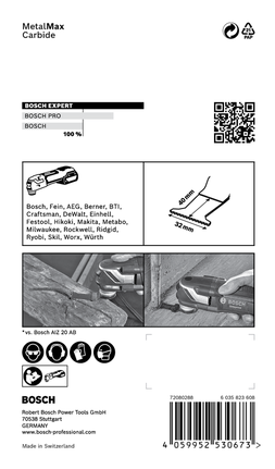 Multitööriista leht EXPERT MetalMax AIZ 32 AIT, 40 × 32 mm, 5 tk Bosch EXPERT – Bosch EXPERT