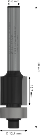 Bosch Professional alumise laagriga tasapinnaline freesitera, Ø 12,7 x L 12,7, varre läbimõõt 6 mm – Bosch Professional