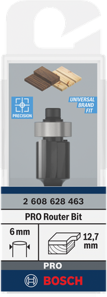 Bosch Professional alumise laagriga tasapinnaline freesitera, Ø 12,7 x L 12,7, varre läbimõõt 6 mm – Bosch Professional