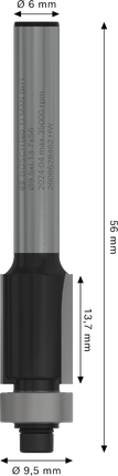 Bosch Professional alumise laagriga tasapinnaline freesitera, Ø 9,5 x L 13,7, varre läbimõõt 6 mm – Bosch Professional