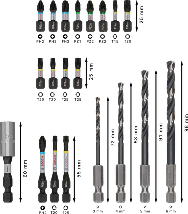 Tarvikute komplekt Impact Metal Set, 20 tk Bosch Professional – Bosch Professional