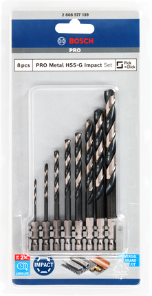 Keerdpuuride komplekt metallile HSS-G Impact, 8 tk Bosch Professional – Bosch Professional