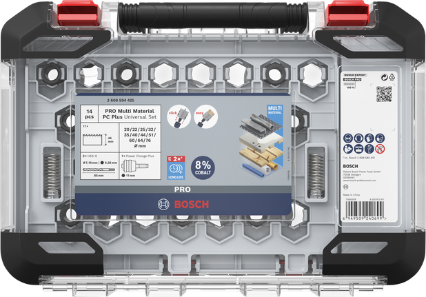 Bosch Professional Multi Material PC Plus augusae komplekt, 14 tk, läbimõõt 20; 22; 25; 32; 35; 40; 44; 51; 60; 64; 76 mm – Bosch Professional