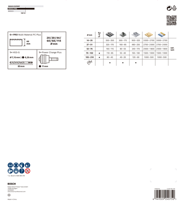 Bosch Professional Multi Material PC Plus augusae komplekt, 8 tk – Bosch Professional