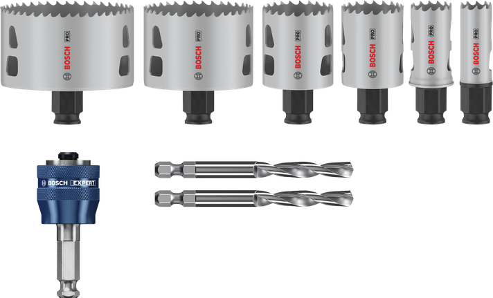 Bosch Professional Multi Material PC Plus augusae komplekt, 9 tk, läbimõõt 19; 25; 38; 44; 68; 83 mm, tööpikkus 44 mm – Bosch Professional