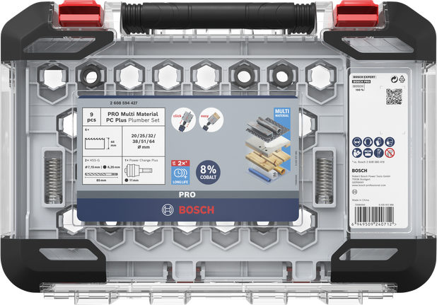Bosch Professional Multi Material PC Plus augusae komplekt, 9 tk, läbimõõt 20; 25; 32; 38; 51; 64 mm, tööpikkus 44 mm – Bosch Professional