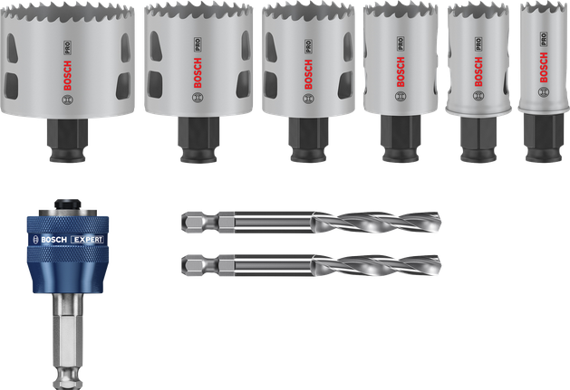 Bosch Professional Multi Material PC Plus augusae komplekt, 9 tk, läbimõõt 22; 29; 35; 44; 51; 64 mm, tööpikkus 44 mm – Bosch Professional
