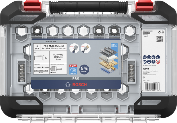 Bosch Professional Multi Material PC Plus augusae komplekt, 9 tk, läbimõõt 22; 29; 35; 44; 51; 65 mm, tööpikkus 44 mm – Bosch Professional