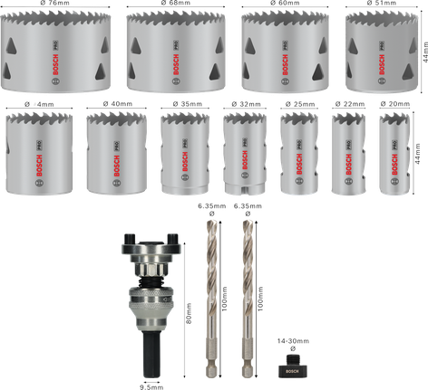 Bosch Professional Multi Material Q-Lock augusae spindlikomplekt, 15 tk – Bosch Professional