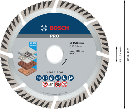 Bosch Professional Multi Material teemant lõikeketas, 150 × 22,23 mm, 10 tk – Bosch Professional