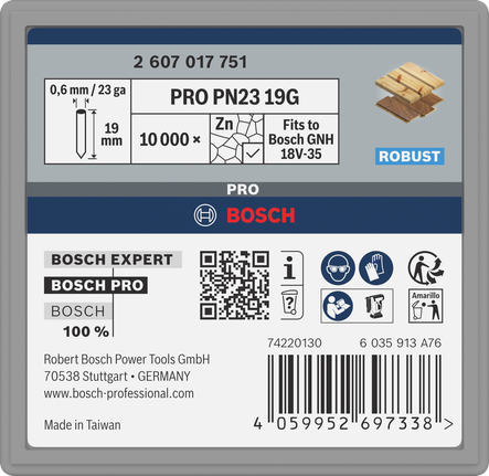 Bosch Professional PN23 G pin, 0,65/23 g, tsingitud, 19 mm, 10000 tk – Bosch Professional