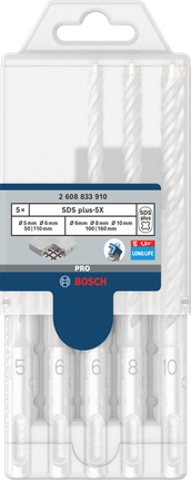 Bosch Professional SDS plus-5X löökpuuride komplekt, 5/6/6/8/10 mm, 5 tk – Bosch Professional