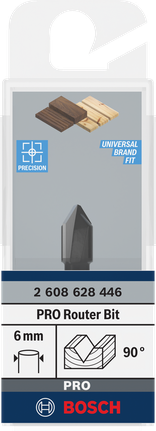 Bosch Professional V-soone freesitera, 90° x Ø 9,5, varre läbimõõt 6 mm – Bosch Professional