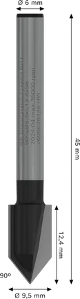 Bosch Professional V-soone freesitera, 90° x Ø 9,5, varre läbimõõt 6 mm – Bosch Professional