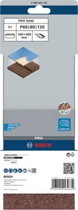 Bosch Professional X440 lihvlint, 100 × 560 mm, G60, G80, G100, 3 tk – Bosch Professional