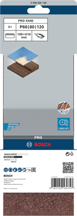 Bosch Professional X440 lihvlint, 100 × 610 mm, G60, G80, G100, 3 tk – Bosch Professional
