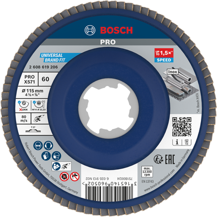 Bosch Professional X571 lamell-lihvketas, sirge, 115 mm, G60, X-Lock – Bosch Professional