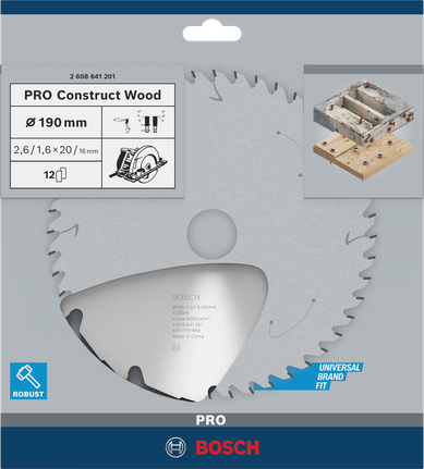 Puidusae ketas PRO Construct Wood, 190 × 2,6 × 20 mm Bosch Professional – Bosch Professional