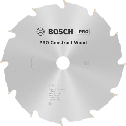 Puidusae ketas PRO Construct Wood, 190 × 2,6 × 20 mm Bosch Professional – Bosch Professional