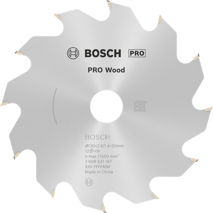 Puidusae ketas PRO Wood Circular, 130 × 2,4 × 20 mm, T12 Bosch Professional – Bosch Professional